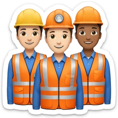 group of multiracial railway engineer  standing sticker