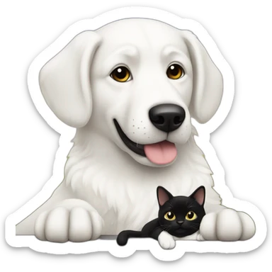 A white dog and a black cat in a picture1 sticker