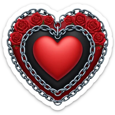 heart with a dark rose and chain border sticker