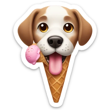 Dog eating ice cream.  sticker