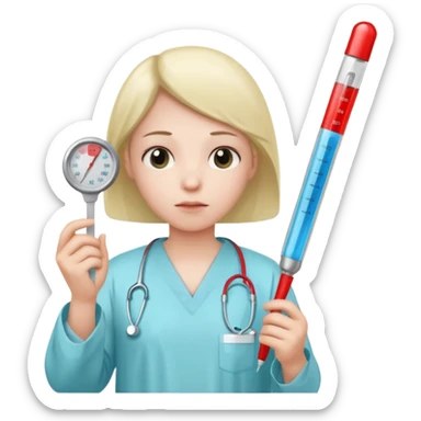 enfermo y con un termometro sticker