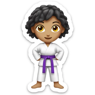 karate girl whith straig hair and violet belt sticker