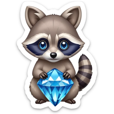 A Raccoon holding a blue diamond sticker