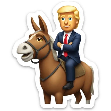 Donald trump riding a donkey  sticker
