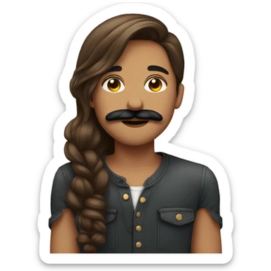 Guy with black mustache kissing girl with brown hair  sticker