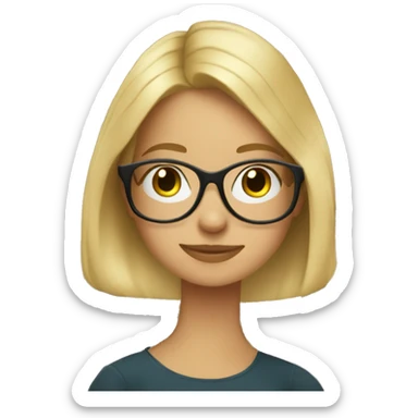 Blonde girl wearing glasses sitting in the library surrounded by books  sticker