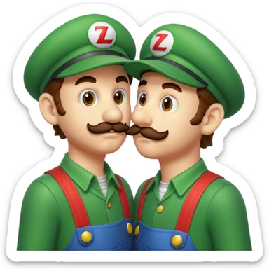 Mario and Luigi kiss sticker