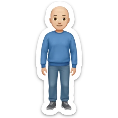 mature bald man sweatshirt and jeans full body sticker