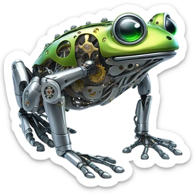 Robot frog sticker