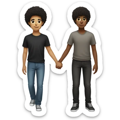 Afro boy and Mexican boy holding hands sticker