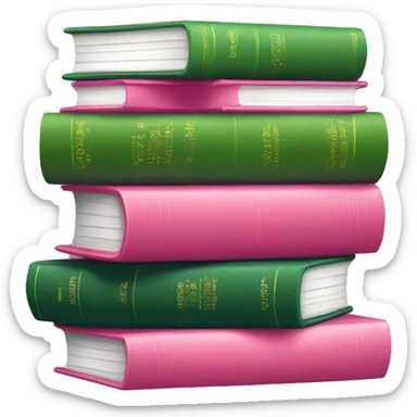 Stack of pink and green book covers sticker