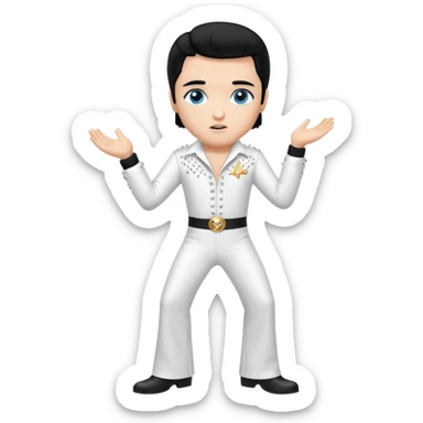 Elvis Presley blue eyes, black hair, white outfit sticker
