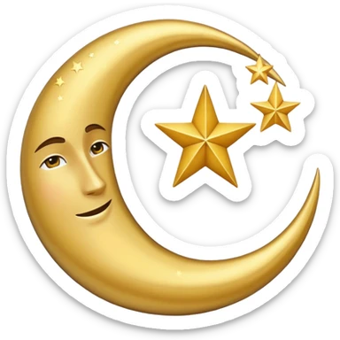 Star and Crescent emoji with black background and no face only star and crescent. sticker