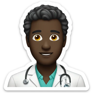 level 4 dark skin man doctor sticker