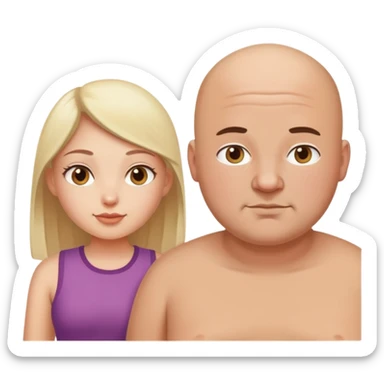 slim girl with fat bald guy sticker