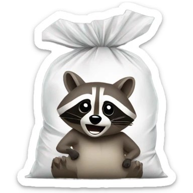 Raccoon with a big plastic bag sticker