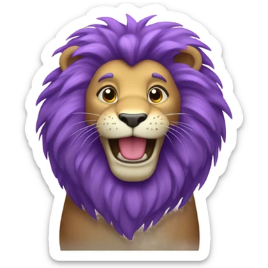 happy purple lion sticker