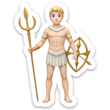 a marble man statue full body holding trident sticker