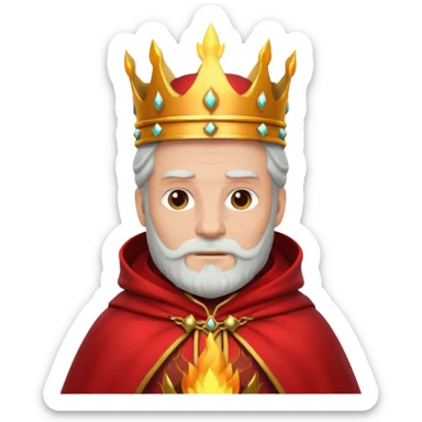 Fire old King – flame crown + scarlet cloak sticker