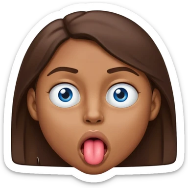 Quelqun de brun au yeux bleu qui tire la langue sur le coter de la bouche et regarde mal sticker