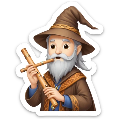 hairy wizard playing a flute sticker