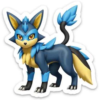 Zeraora-Lucario-Luxray-Fakémon-hybrid-creature (full body)  sticker