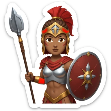 woman spartan warrior holding spear and shield sticker