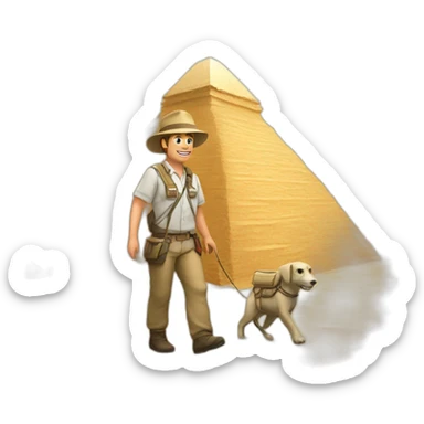 archaeologist walking next to a pyramid sticker