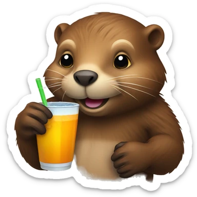 beaver with a beverage  sticker