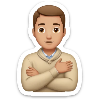 Guy crossing arms around neck  sticker