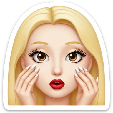 Kissy face emoji with eyelashes and nails  sticker
