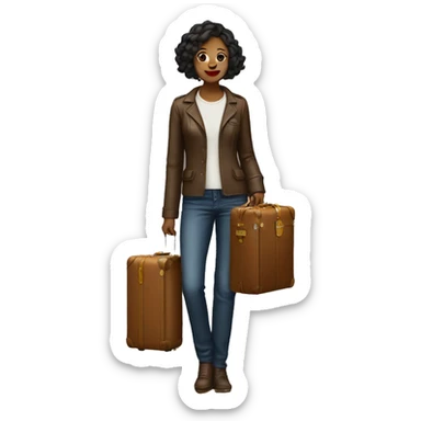 women with a suitcase LV sticker