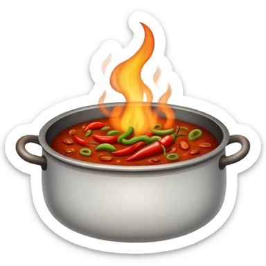 Pot of chilli on a fire cooking  sticker