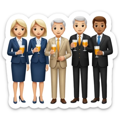 A large dense crowd of adults and seniors at an afterwork meeting sticker