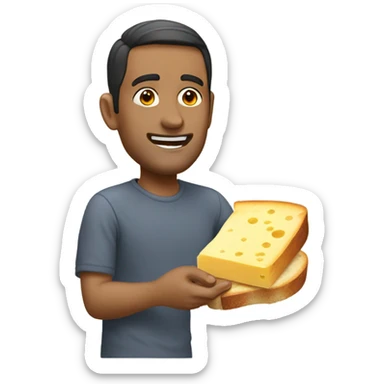 Man eating cheese toastie sticker