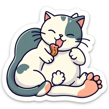Cat licking human toes sticker