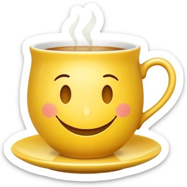 smiley sipping a tea cup sticker