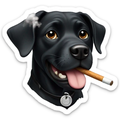 Black dog smoking  sticker