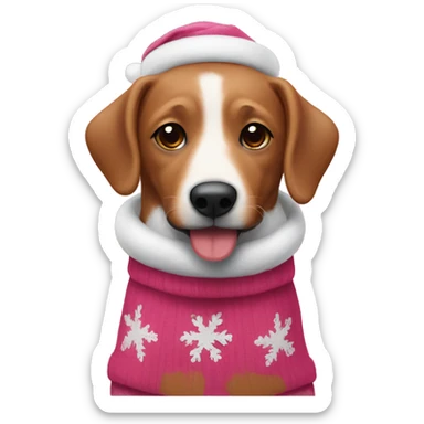 Perro salchicha con un jersey de Navidad rosa sticker