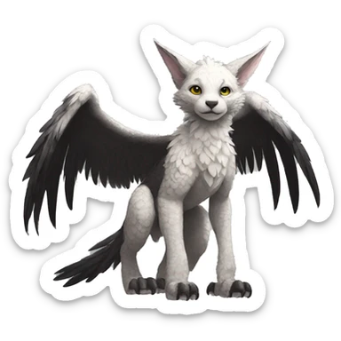 Anthro cool edgy Trico winged animal hybrid full body sticker