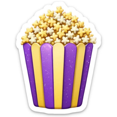 Glitter purple and yellow popcorn  sticker