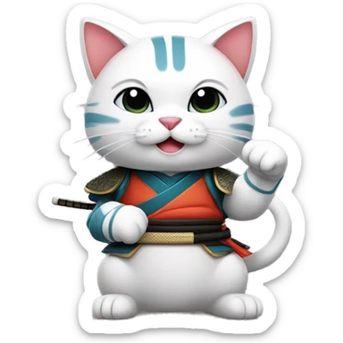 A cute samurai cat showing thumbs up sticker
