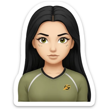 baddie, long hair, cute athletic clothes, very long lashes sticker