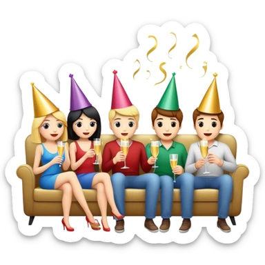 A bunch of friends of watching a movie sticker