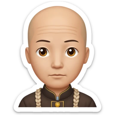 chineese man with a bald head and BRAID coming out in the middle sticker