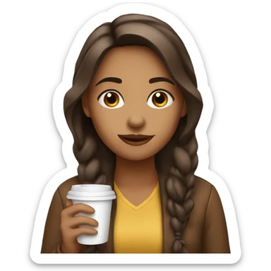 Girl drink coffee sticker