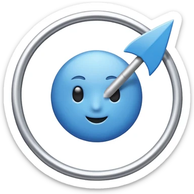 Quiero que hagas un círculo azul y con una flechita en el medio blanca sticker