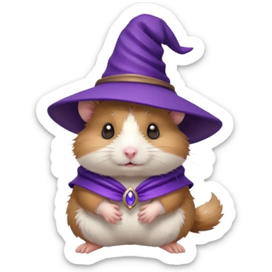 cute hamster wearing a small purple witch hat sticker