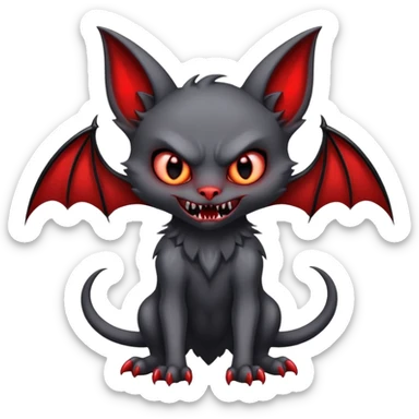 Cute cool edgy evil wholesome vampiric bat-demon-feline-hybrid-creature, full body sticker