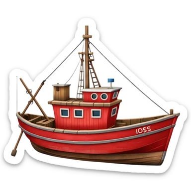 a red fishing boat sticker